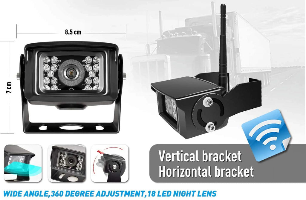 Wireless Backup Camera  Waterproof Rear Camera System+7 Inch  Wireless Reverse Monitor for  Trailer Truck Bus 5th Wheel
