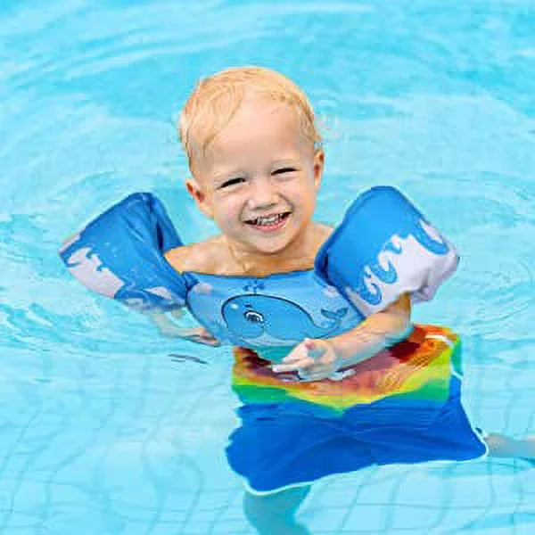 Kids Swim Life Jacket Vest for Toddler 22-66 lbs Swimming Pool, Adjustable Strap Swimming Jacket with Swimming Goggle for Girls & Boys 3-14yrs, Suitable for Learning Swim Training Equipment