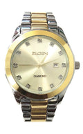 Elgin Adult Male Two-Tone Diamond Dial Watch with Champagne Dial -