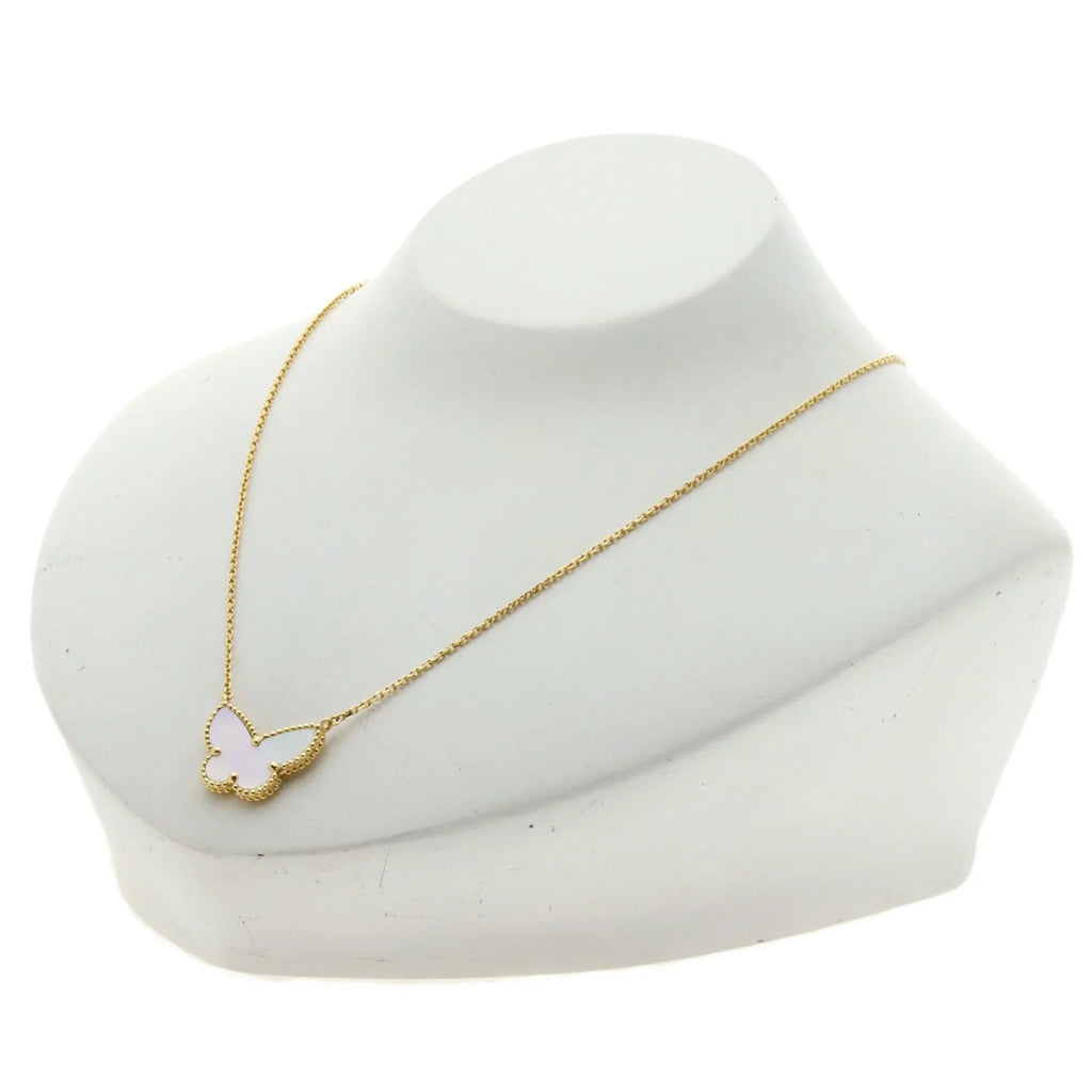 Pre-Owned Van Cleef & Arpels Lucky Alhambra Papillon Shell Necklace  Yellow Gold Women's (Good)