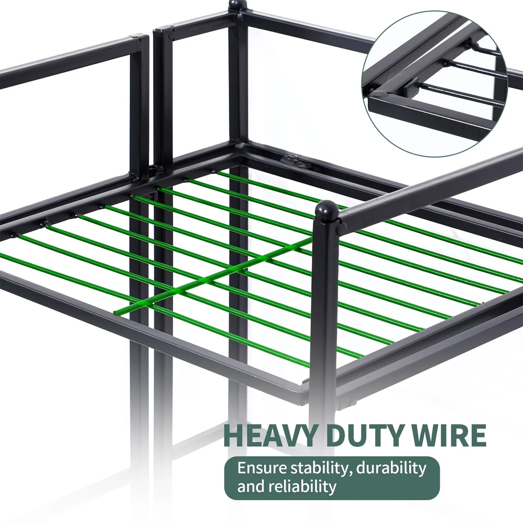 3 Tier Wide Folding Metal Shelf, Metal Storage Rack, 13 x 11 x 33" Wire Shelving Unit, Heavy Duty Kitchen Organizer Shelf, Black