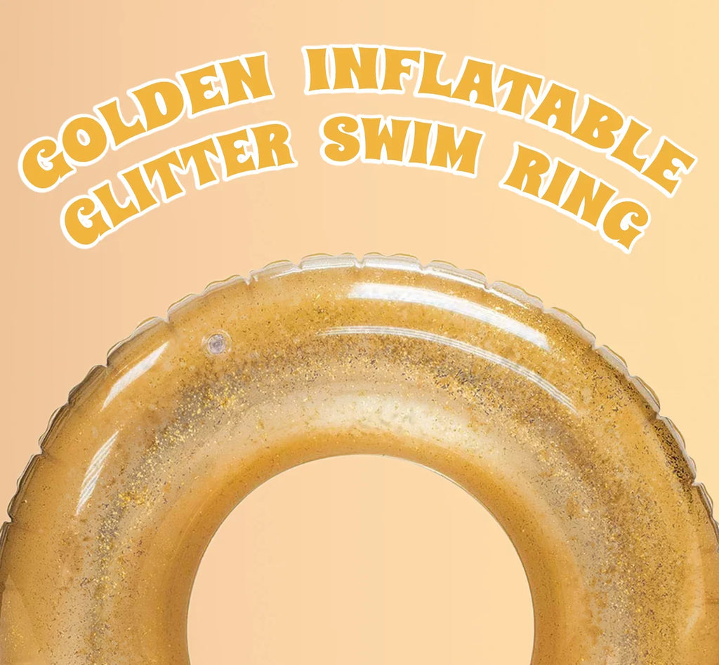 Transparent Inflatable Tube Swim Tube Glitter Swim Ring Durable Round Summer Inflatable Pool Float Swim Inner Tube for Swimming Pool Party Decorations