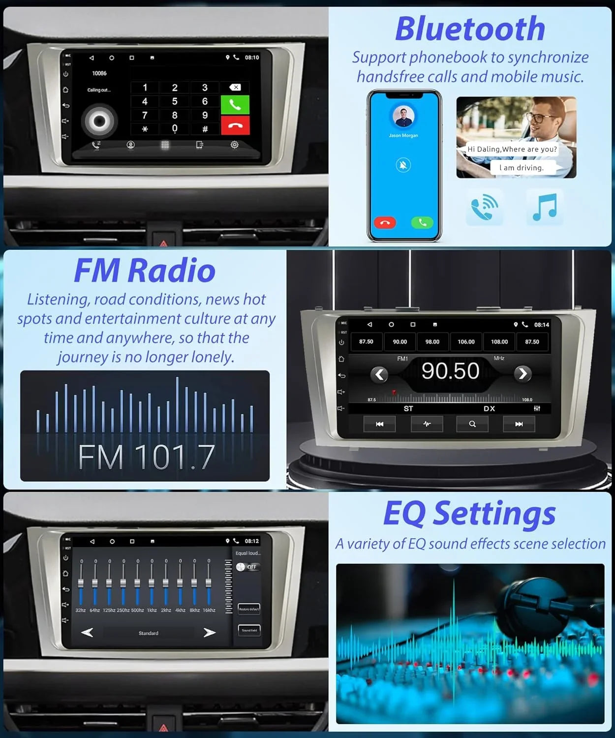 2G+32G  Carplay Android Car Stereo for Toyota Camry 2006-2011, 9 Inch Touch Screen Android Auto Car Radio Bluetooth  Navigation WiFi    Camry Radio + Backup Camera