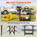 Folding Portable Cook Station 5 Tables & 2 Shelves Camping Kitchen Table