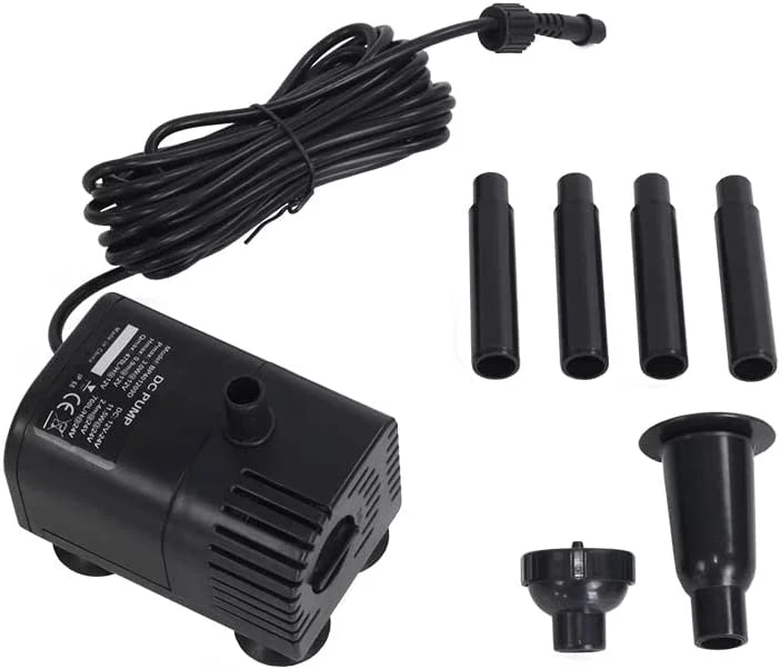 12W Solar Water Pump :  Dry-Run Protection Solar Water Pump 185 GpH with 18V 12W Solar Panel for Fountain, Fish Pond, and Aquarium (No Backup Battery)