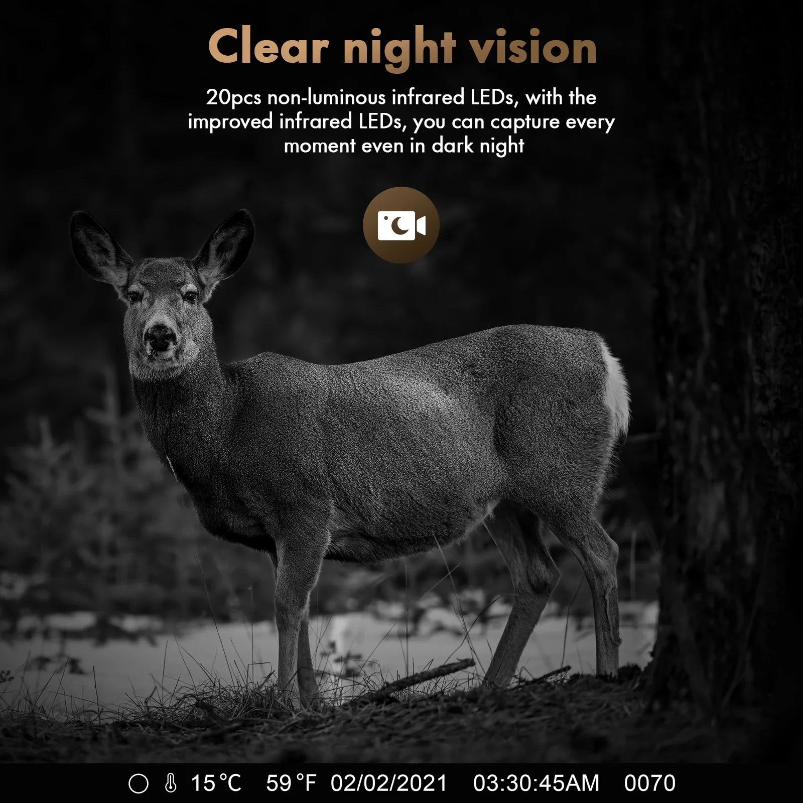 Solar Trail Camera 24MP 1080P 2500mAh Built-in Lithium Battery Rechargeable Game Camera with Night Vision Waterproof  0.1s Trigger Speed 120°Wide Angle 2.0"  Hunting Cam with  Card