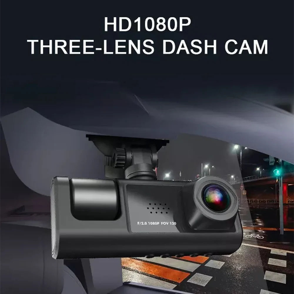 Virwir WiFi Dash Cam 1920x1080P  Front Inside and Rear Dash Cam Three Cam Car  Night Vision Loop Recording