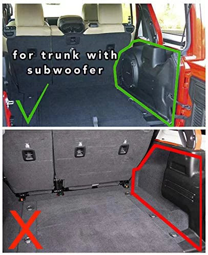3W Cargo Liner for Jeep Wrangler  2018 2019 2020 2021 with subwoofer All Weather Trunk Mat for  Unlimited 4-Door (Not for ), Black