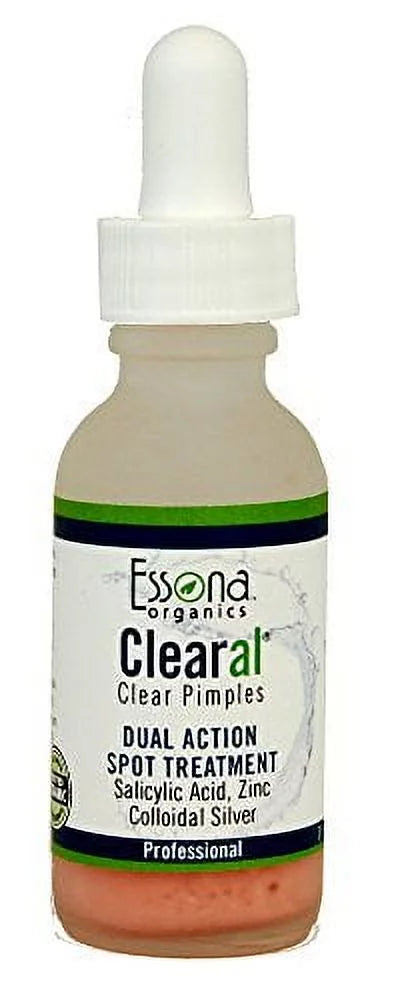 Clearal Professional Strength Overnight Dual Action Pimple Spot Treatment with Salicylic Acid, Zinc, Colloidal Silver. 1 oz. dropper.