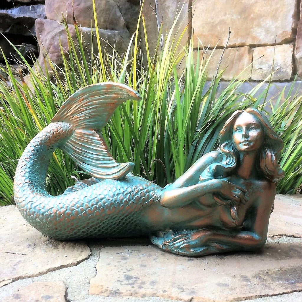 Homestyles 12 in. Bronze Patina Sexy Mermaid Nautical Beach Statue