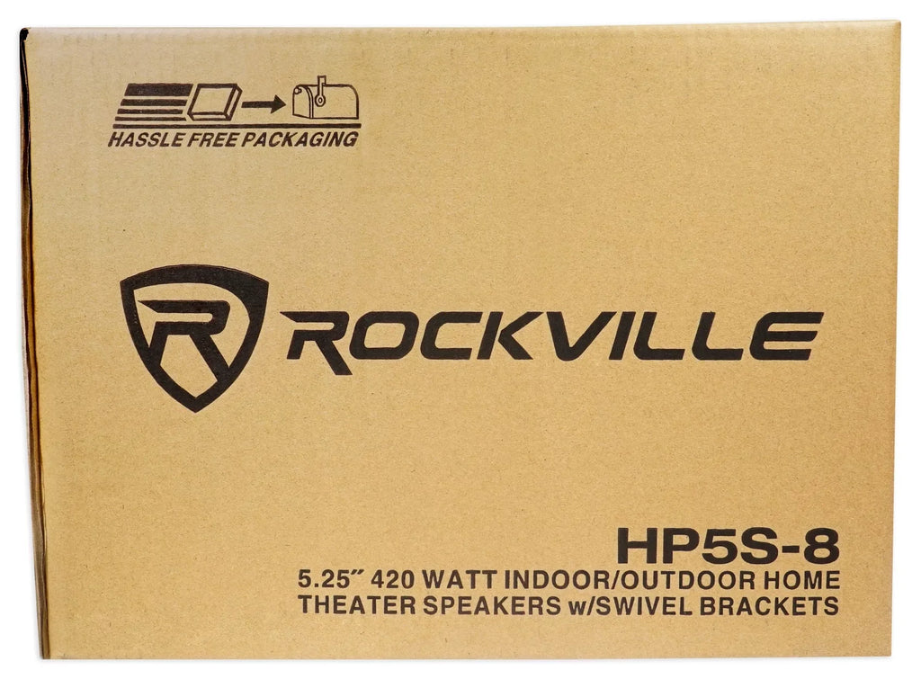 (8) Rockville -8 5.25" Outdoor/Indoor Home Theater Speakers+Swivel Brackets