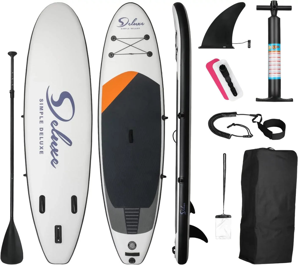 Inflatable Stand Up Paddle Board – Simple Deluxe Premium  for All Skill Levels,for Youth & Adults, Blow Up with Accessories & Backpack, Surf Control, Black