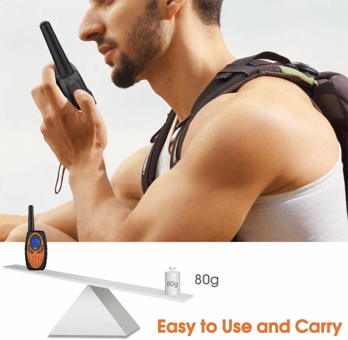 Two Way Radios for Adults,  Walkie Talkie Long Range /Hands Free Walki Talki with Noise Cancelling for Women Kids Camping Hiking Cruise Ship (Orange 2 in 1)