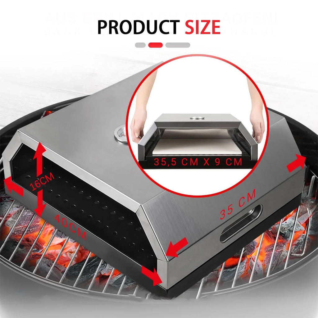Grill Top Pizza Oven, Fits On Any Charcoal & Gas  Grill, Portable Pizza Oven, Easy Carry Handles, Home-made  Pizza Oven