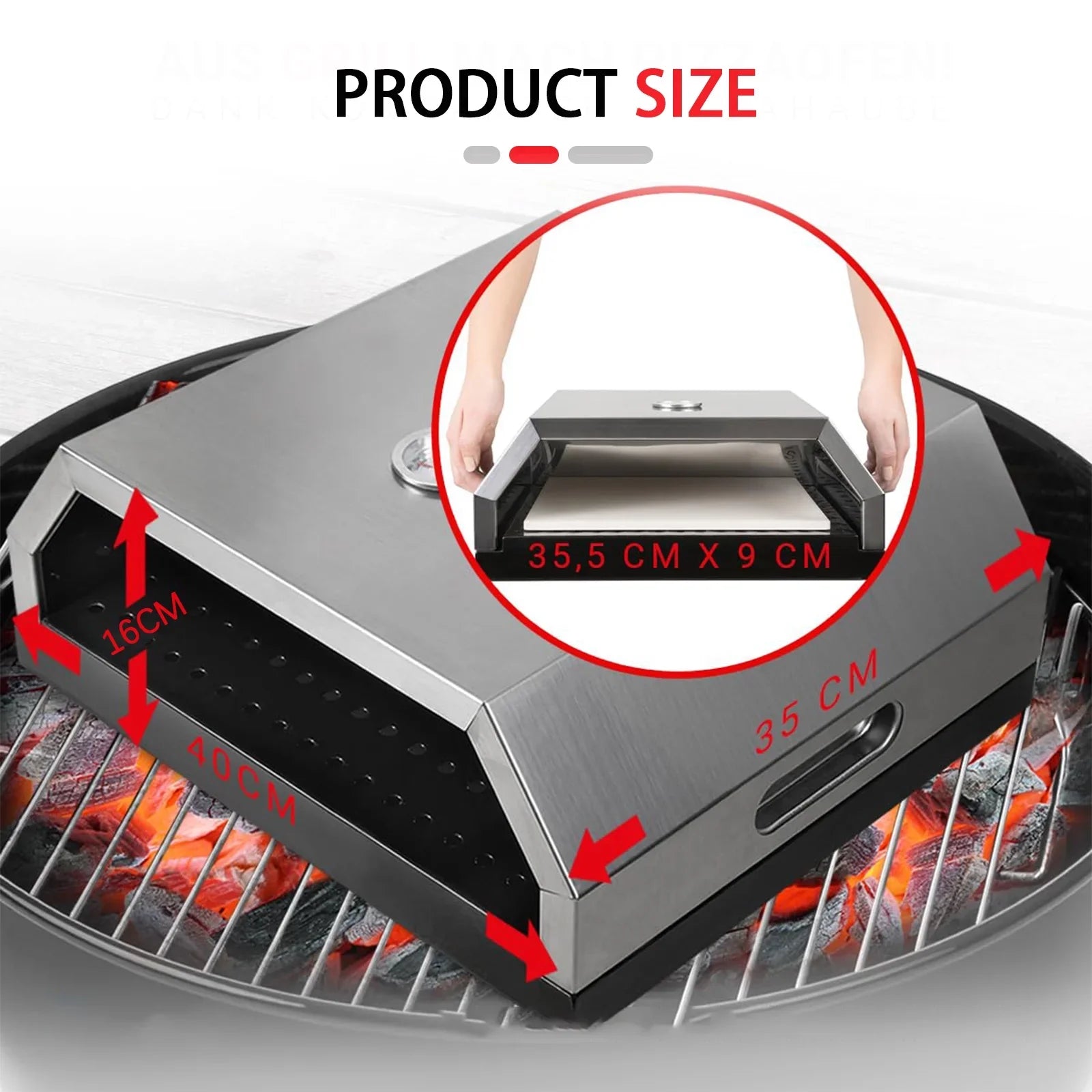 Grill Top Pizza Oven, Fits On Any Charcoal & Gas  Grill, Portable Pizza Oven, Easy Carry Handles, Home-made  Pizza Oven
