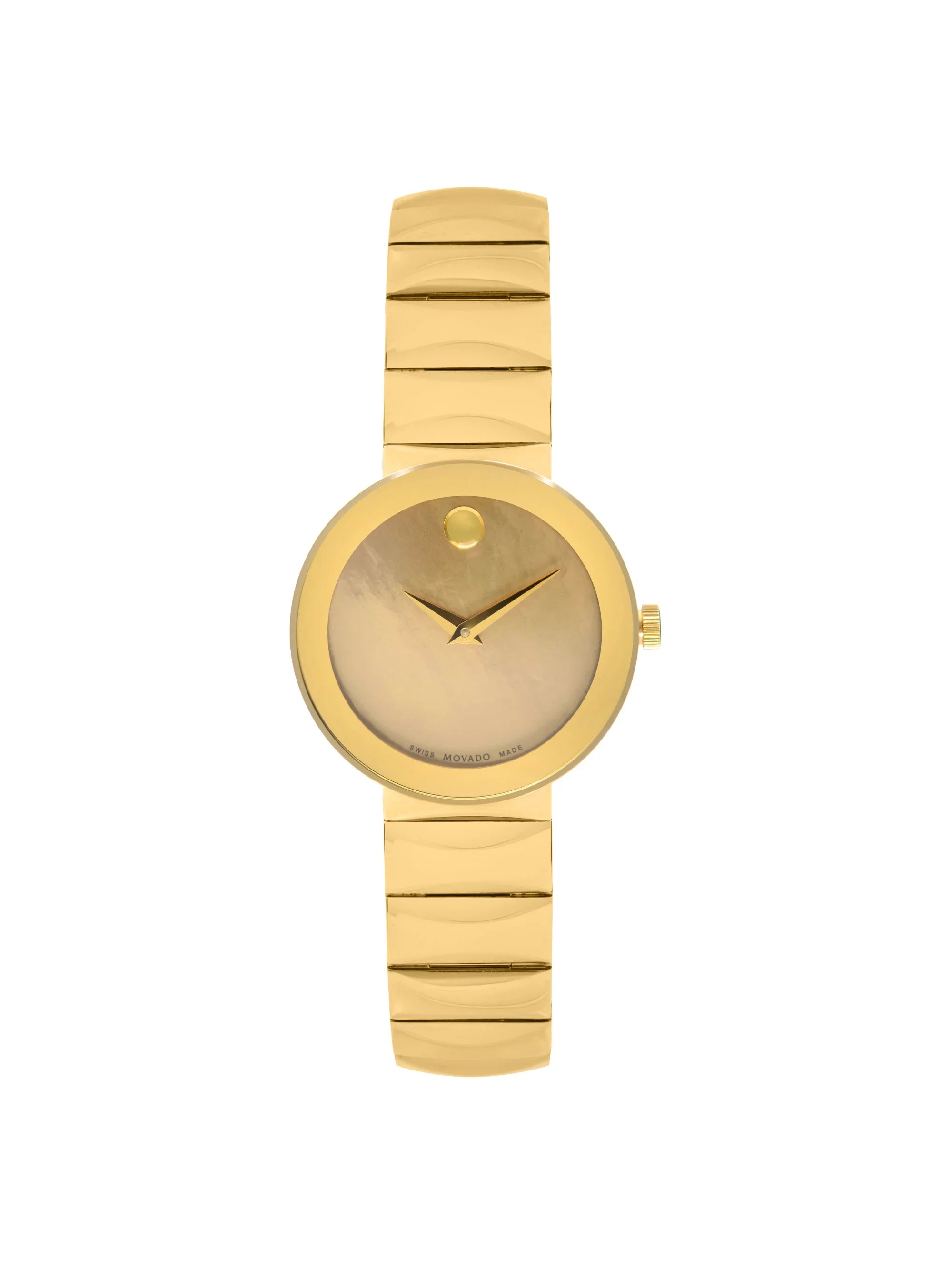 Movado Sapphire Museum 26mm Gold  Dial Steel Quartz Ladies Watch 0607049