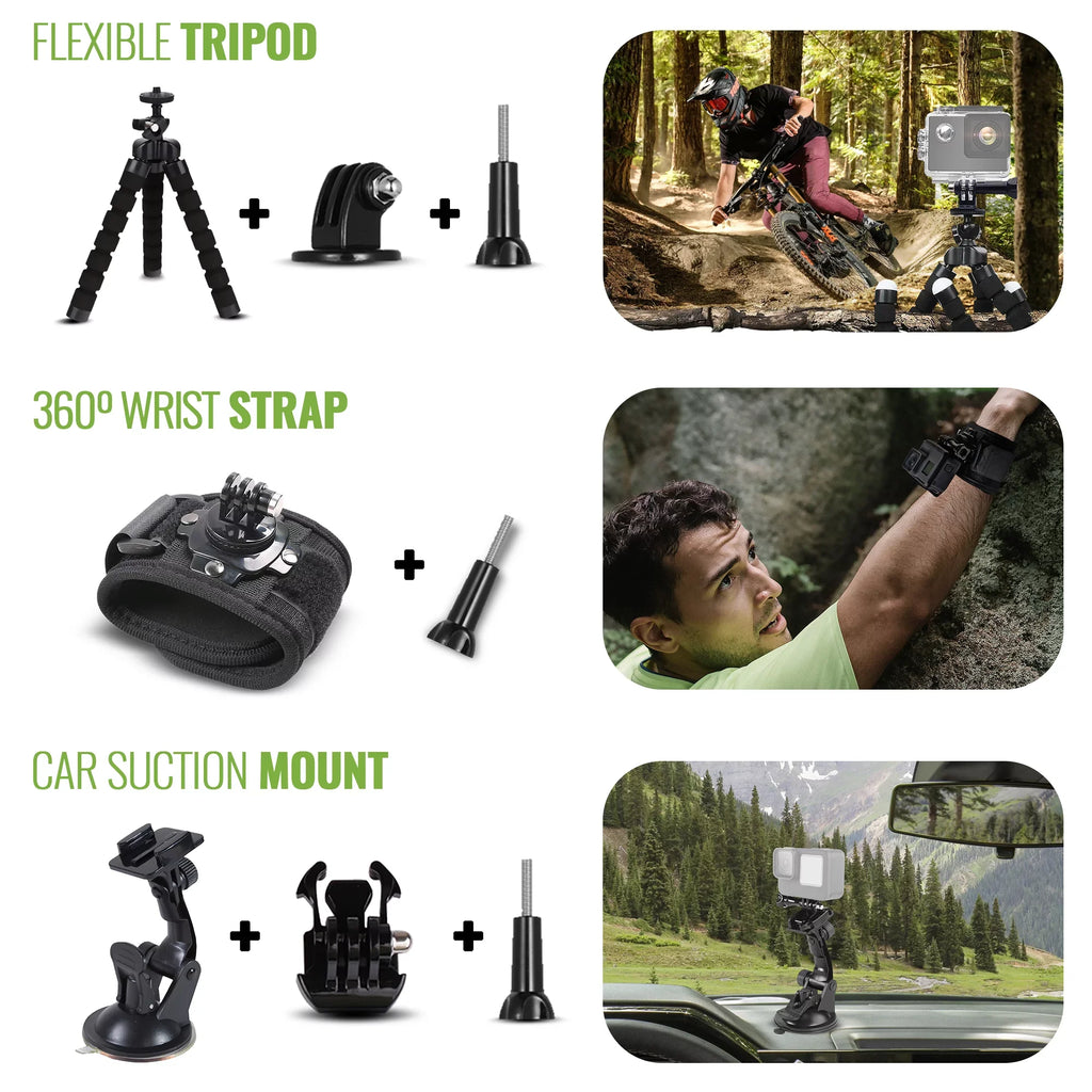 DiGiNerds 50 in 1 Action Camera Accessory Kit Compatible with GoPro Hero10/9/8/7/6/5/4, GoPro Max, GoPro Fusion, Insta360,  Osmo Action, , and more