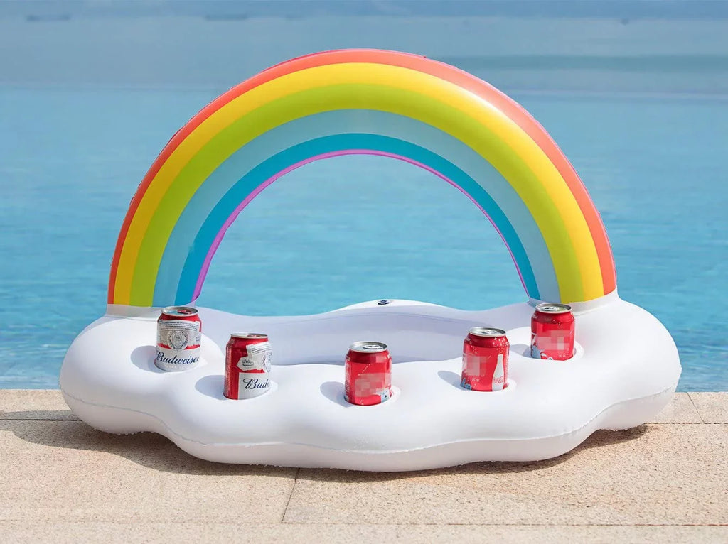 Rainbow Cloud Drink Holder Floating Beverage Salad Fruit Serving Bar Pool Float Party Accessories Summer Beach Leisure Cup Bottle Holder Water Fun Decorations Toys Kids Adults