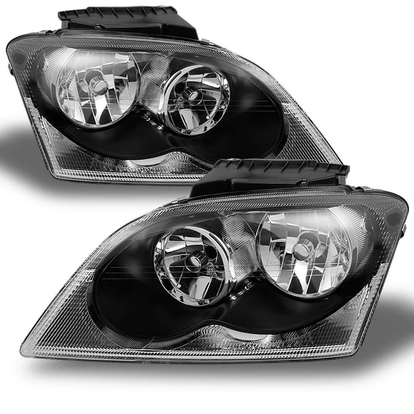 '- For Chrysler Pacifica  Black Bezel Headlights Headlamp Front Lamps Replacement Left + Right Pair