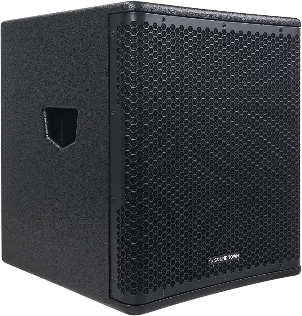 Sound Town  Series 15" 1400W Powered / Subwoofer with Class- Amplifier,  and Selectable  Output Modes, 4" Voice Coil, 100 oz Magnet, Birch Plywood, Black (-15SPW)