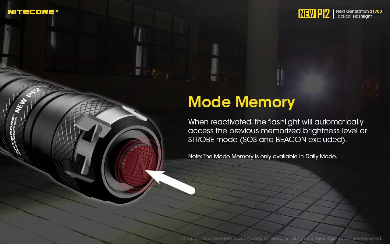Combo: Nitecore New  Version Tactical  Flashlight -  -   - 1200 Lumens w/ Pressure Switch