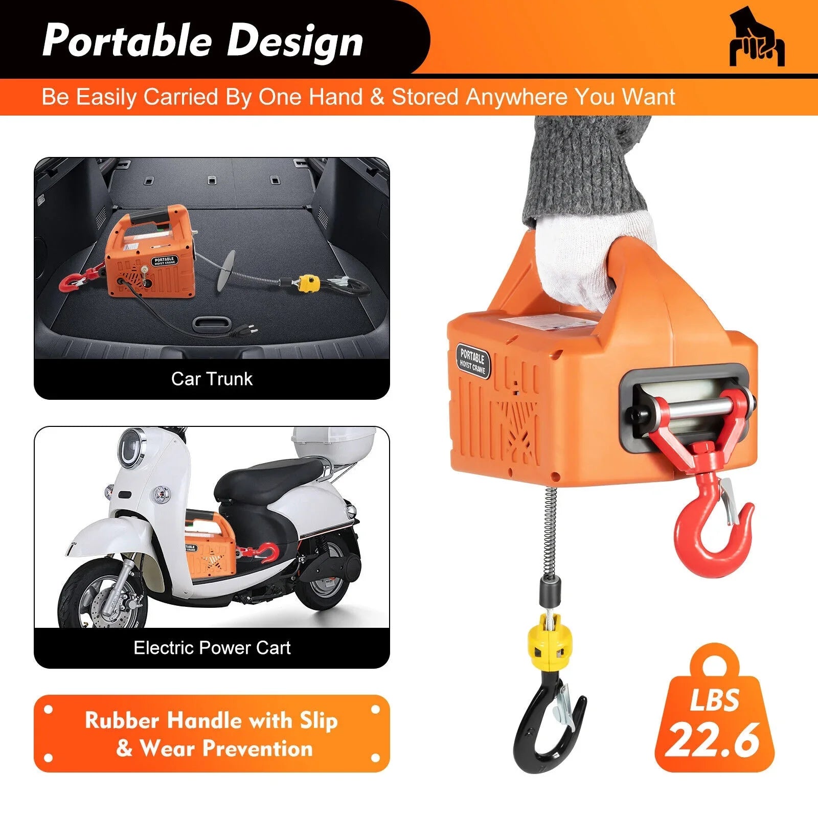 Portable 3-in-1 Electric Winches 300kg/660 lbs Hoist Winch Crane Lift / Remote