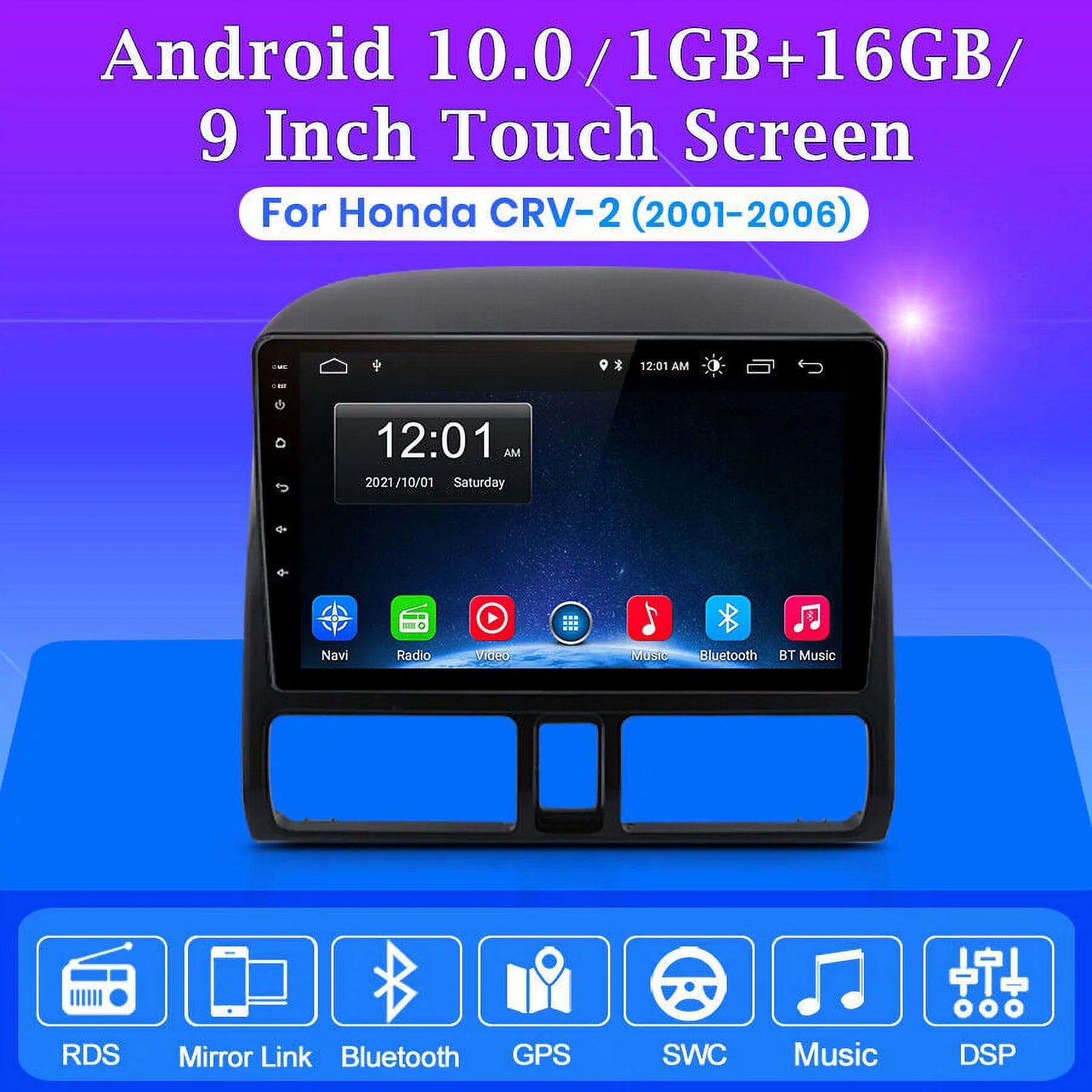 Carplay Car Stereo Radio for Honda  2001 2002 2003 2004 2005 2006,1+32GB 9 Inch Touch Screen with Apple Android Auto  Navigator Bluetooth WiFi  Radio Mirror Link