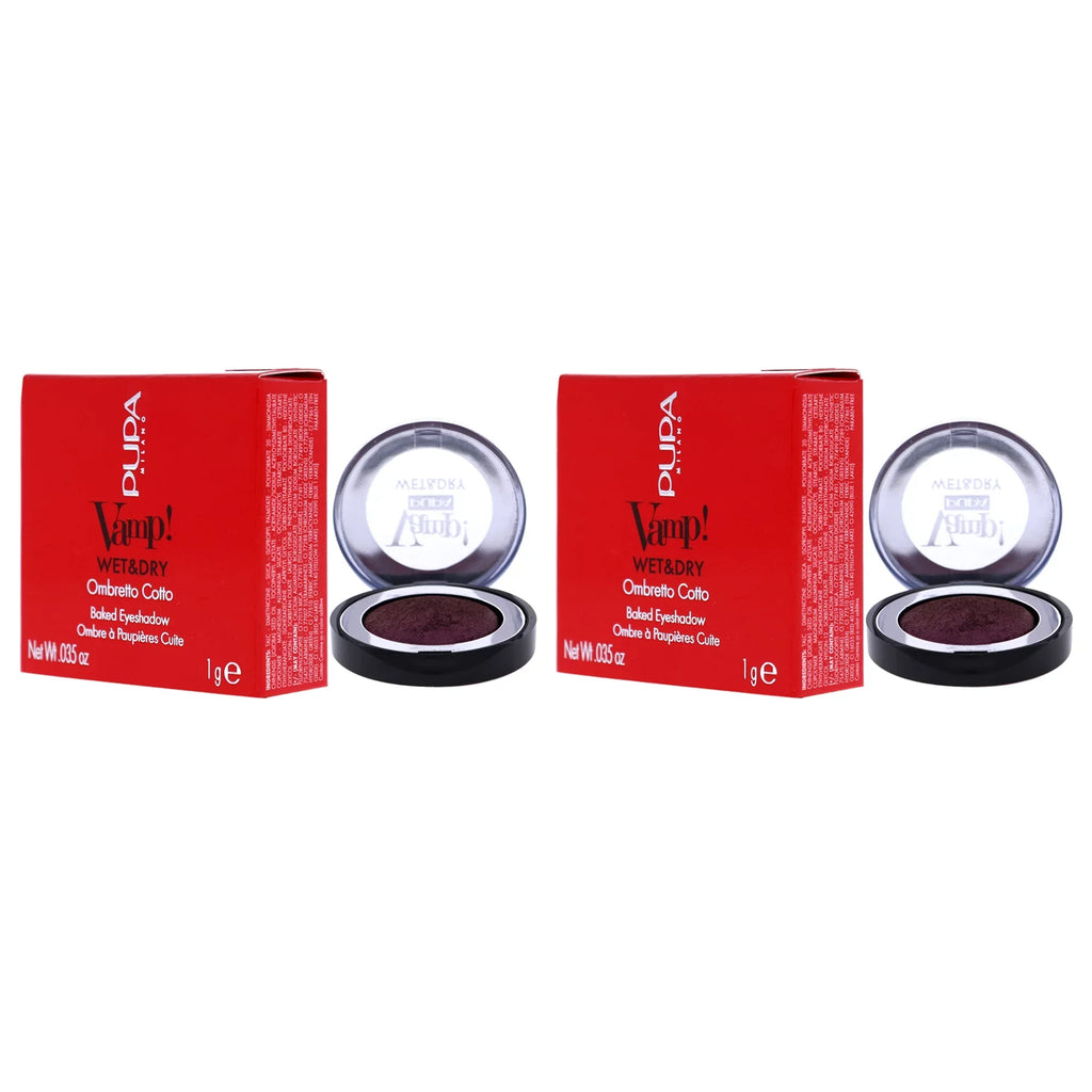 Pupa Milano Vamp! Wet and Dry Baked Eyeshadow - 205 Hot Violet - Pack of 2 - 0.035 oz Eye Shadow