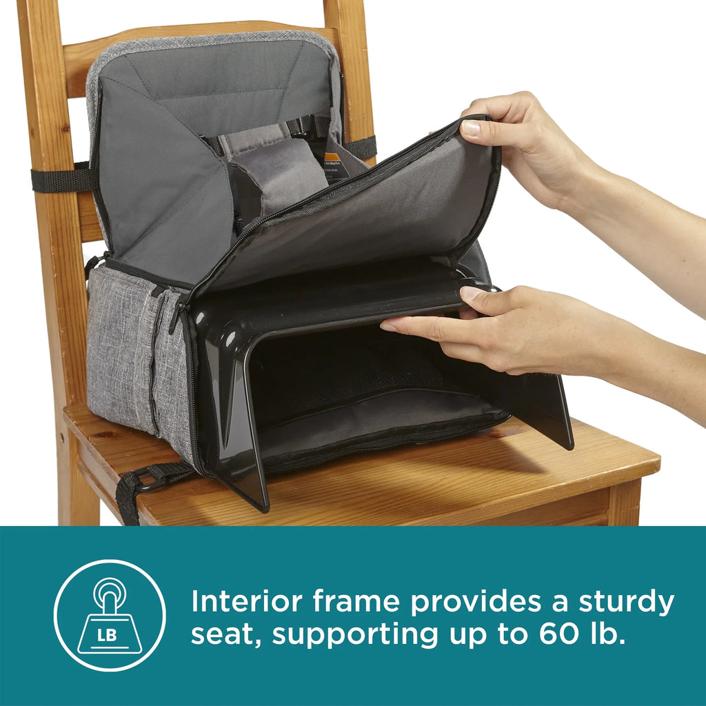 Contours Explore 2-in-1 Portable Booster Seat and Backpack Diaper Bag, Gray