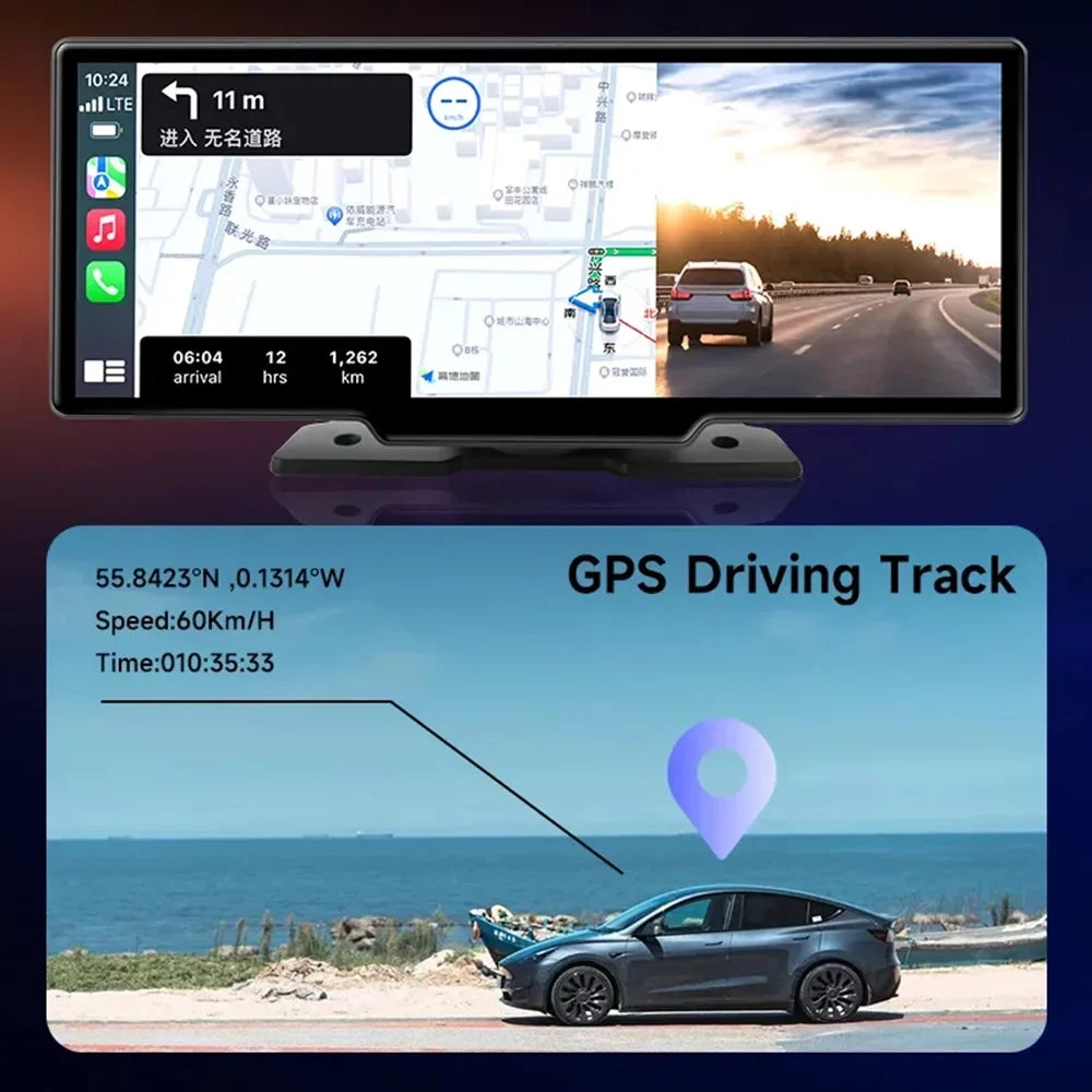 Masslatie 10.26 Inch Dash Cam Rearview Camera Carplay & Android Auto   Navigation Video Dashboard Mirror Monitor Car ,Front camera