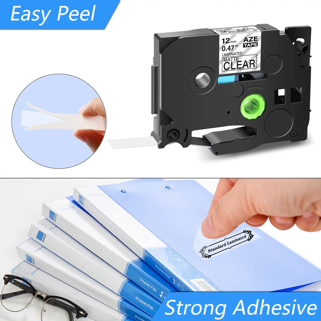 40PK Compatible for Brother -touch Black on Matte Clear 12mm 0.47" TZe- -  TZeM31 Laminated Label Tape