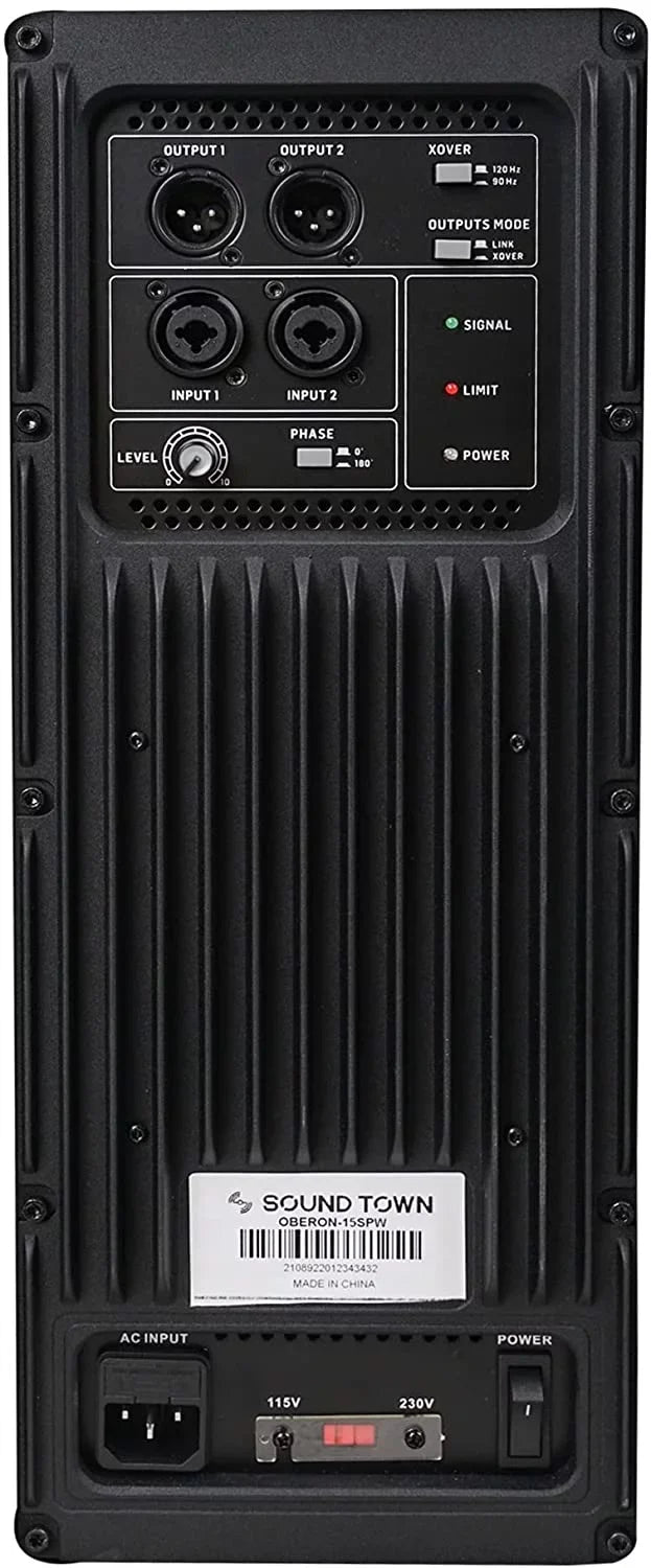 Sound Town  Series 15" 1400W Powered / Subwoofer with Class- Amplifier,  and Selectable  Output Modes, 4" Voice Coil, 100 oz Magnet, Birch Plywood, Black (-15SPW)