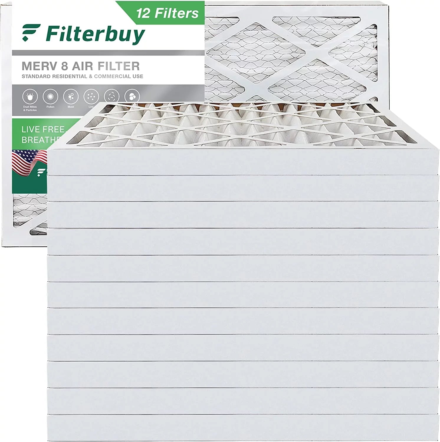 Filterbuy 8x20x2  8 Pleated   Furnace Air Filters (12-Pack)