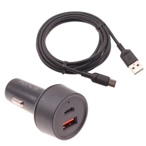 Quick Car Charger 36W 2-Port  Cable Type-  Power Adapter  Socket Plug-in  for Nubia Red Magic 3 / 3S, RedMagic 5S - OnePlus 8, 5T, 6, 6T, 7T, Pro, 5G McLaren, 7 Pro, 8T Plus