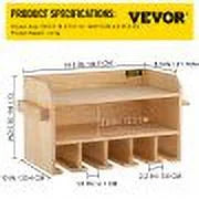 Wall Mount Drill Organizer, 5 Drill Slots, 2-Shelf Tool Storage, Polished Wood