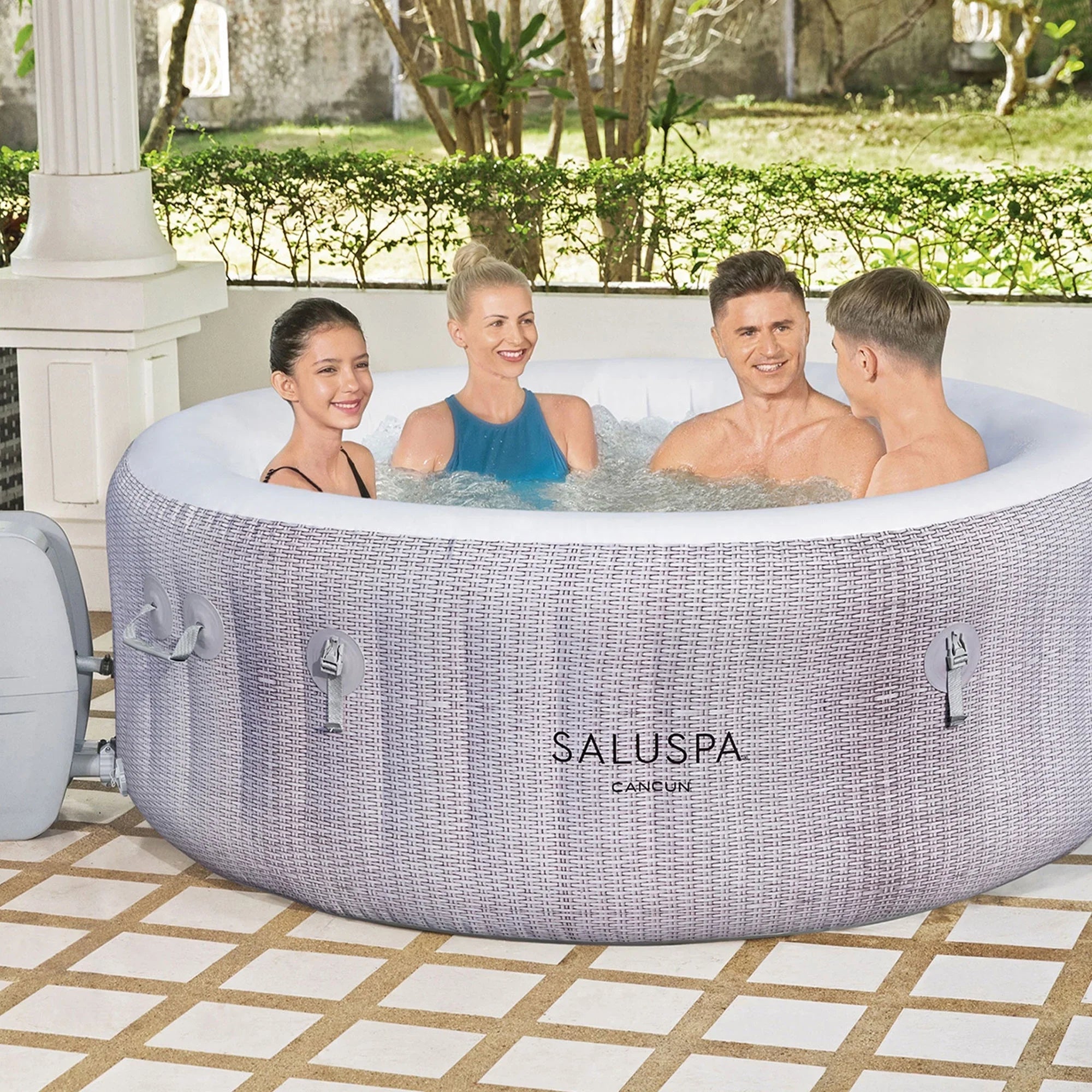 Bestway SaluSpa Cancun Inflatable Hot Tub w/2 SaluSpa Spa Seat & 2 Pillows