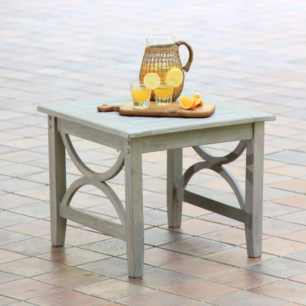 Cambridge Casual  Lowell Teak Patio Side Table Weathered Gray