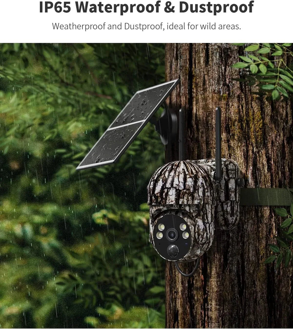4G  Cellular Trail Cameras Include & Card (Verizon/&/-Mobile) &Solar Panel, Game Cam Works No WiFi with 2K Live Feed via phone/360° Full View/Motion Activated/Night Vision/Playback