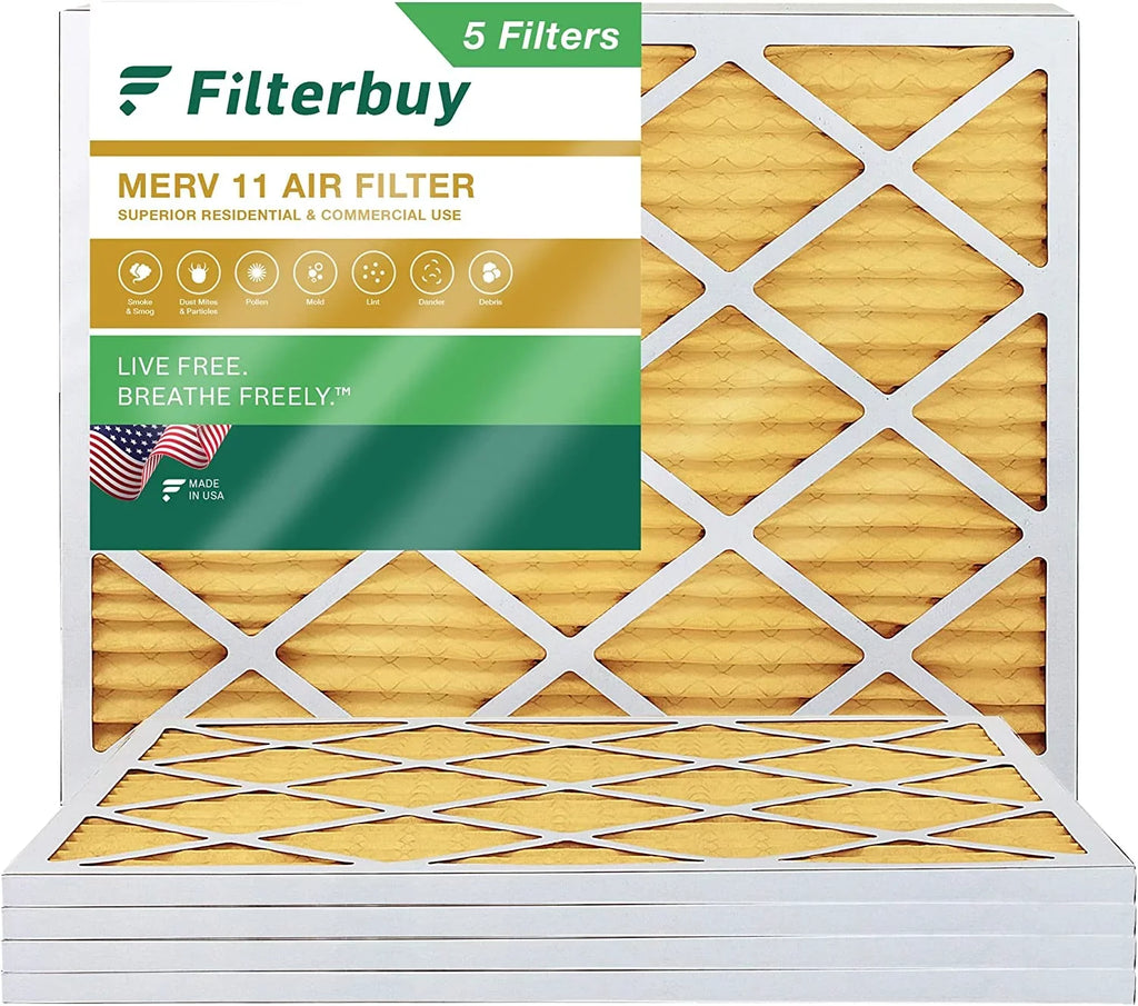 Filterbuy 16x20x1  11 Pleated   Furnace Air Filters (5-Pack)