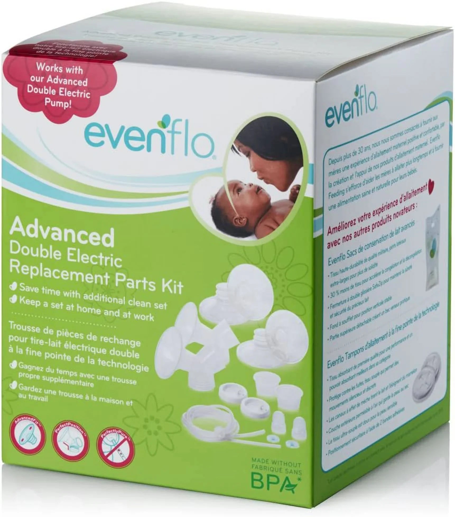Evenflo Feeding Replacement Parts Breastfeeding Kit for Hospital Strength Advanced Double Electric Breast Pump