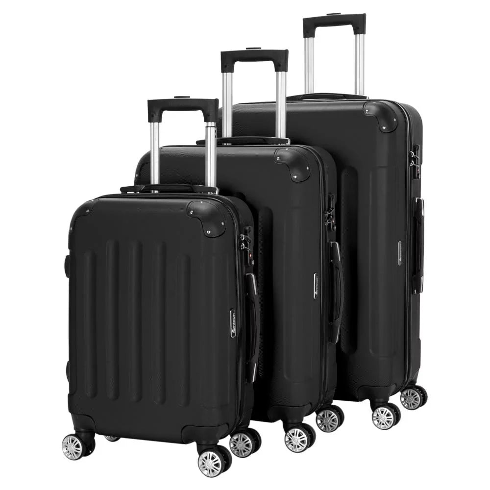 Winado 3 Pcs  Luggage Travel Set Bag Trolley Suitcase Black