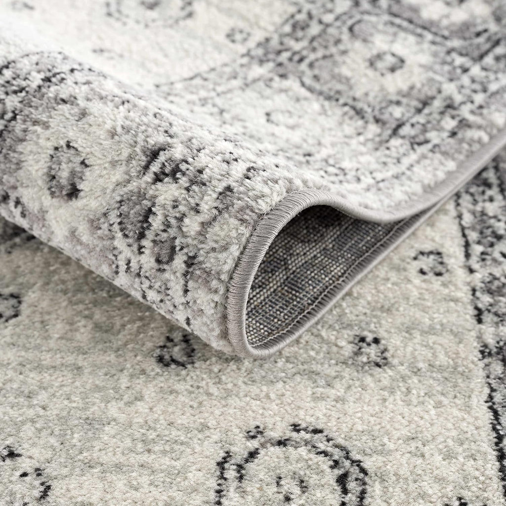 Marash Collection Goksun Persian Traditional Living Room, Bedroom, Indoor Area Rug - Oriental Medallion Pattern - Boho Vintage Distressed - Grey, Beige - 7'10"  10'
