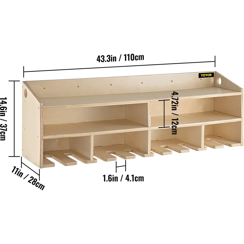 Power Tool Organizer Drill Wall Tool Holder 10 Slots 2-shelf Wall Mounted