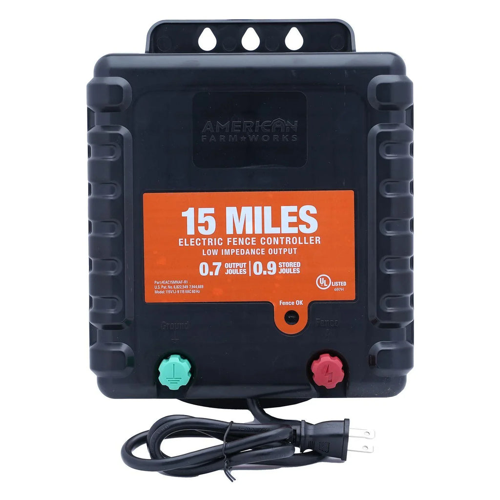 American FarmWorks 0.7 Joule 15-Mile -Powered Low Impedance Electric Fence Charger