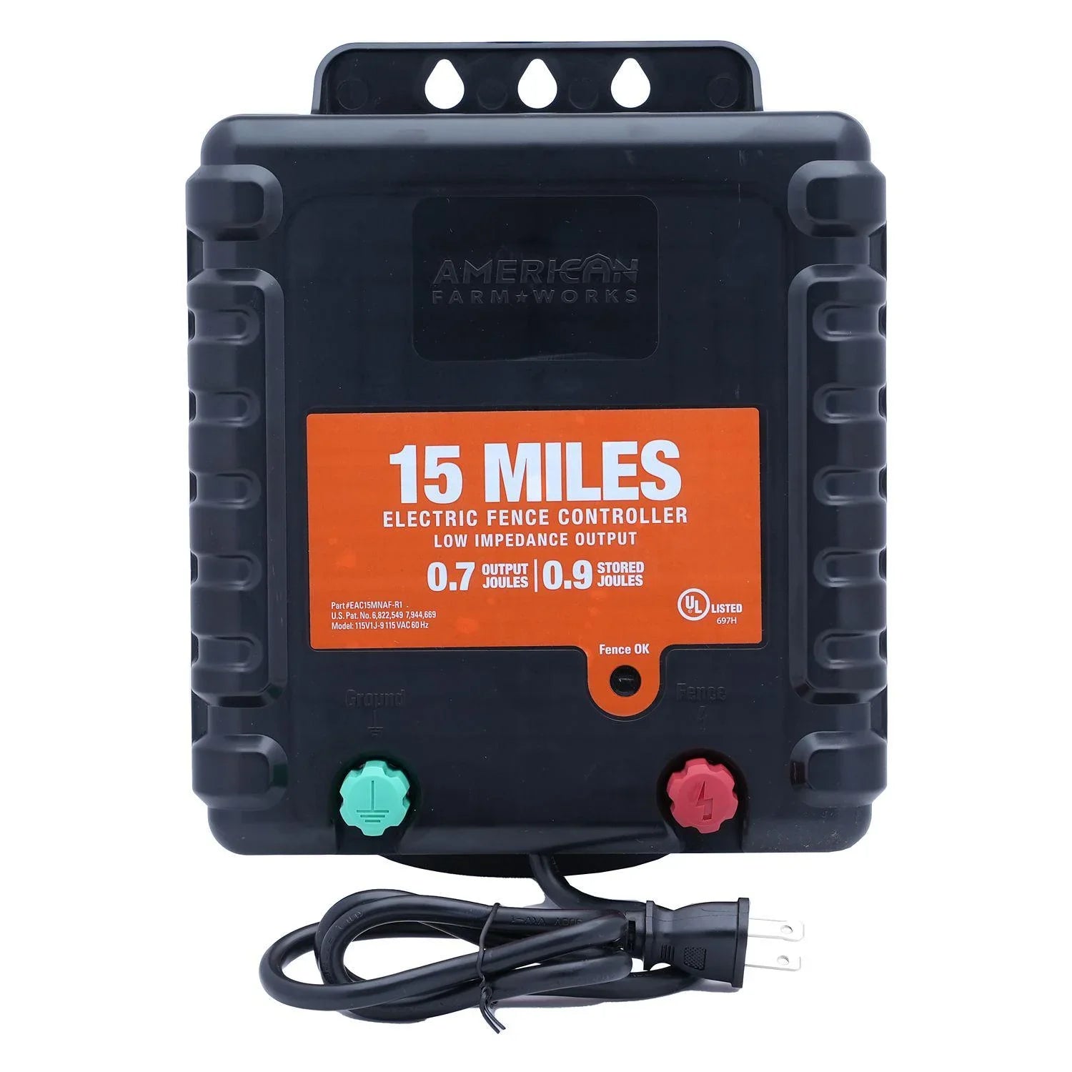 American FarmWorks 0.7 Joule 15-Mile -Powered Low Impedance Electric Fence Charger