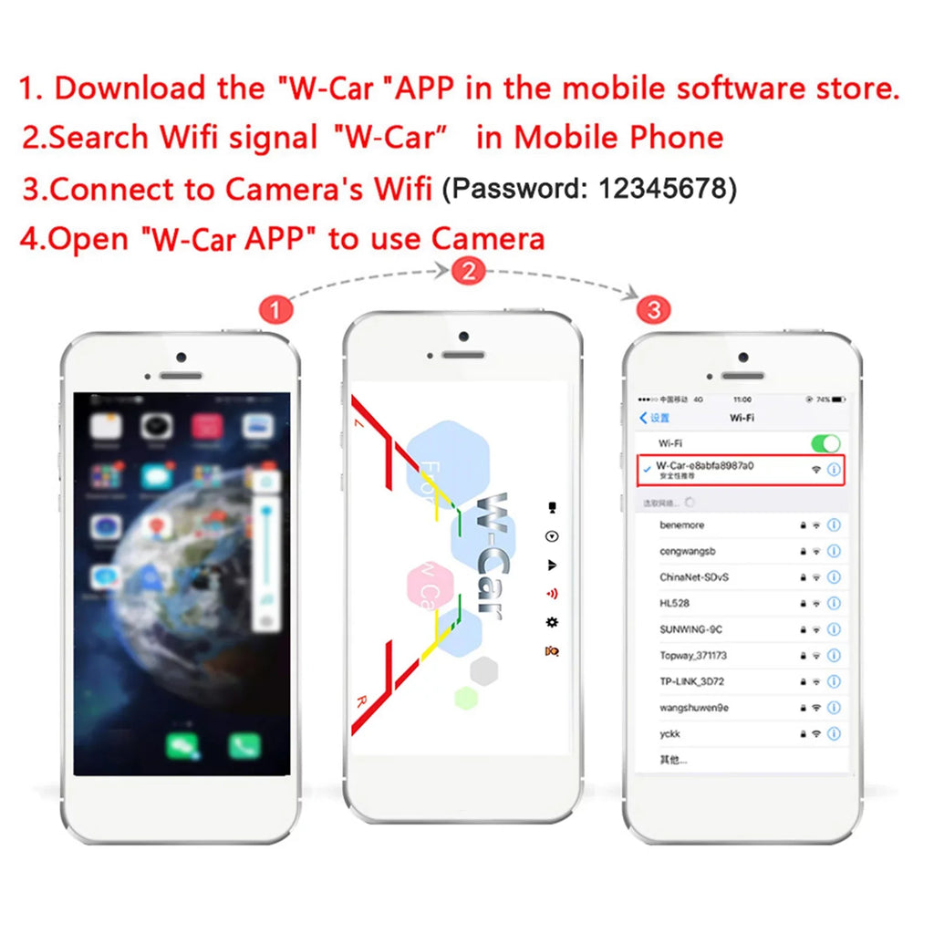WiFi Wireless Reverse Backup Camera with  Night Vision, Suitable for Automobiles and Commercial Vehicles