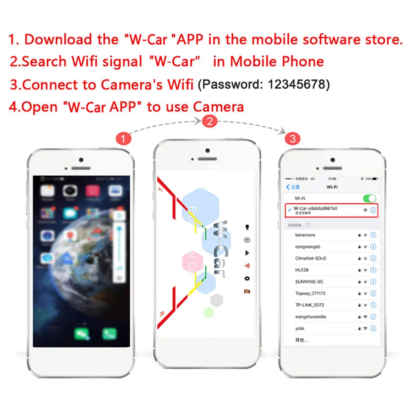WiFi Wireless Reverse Backup Camera with  Night Vision, Suitable for Automobiles and Commercial Vehicles