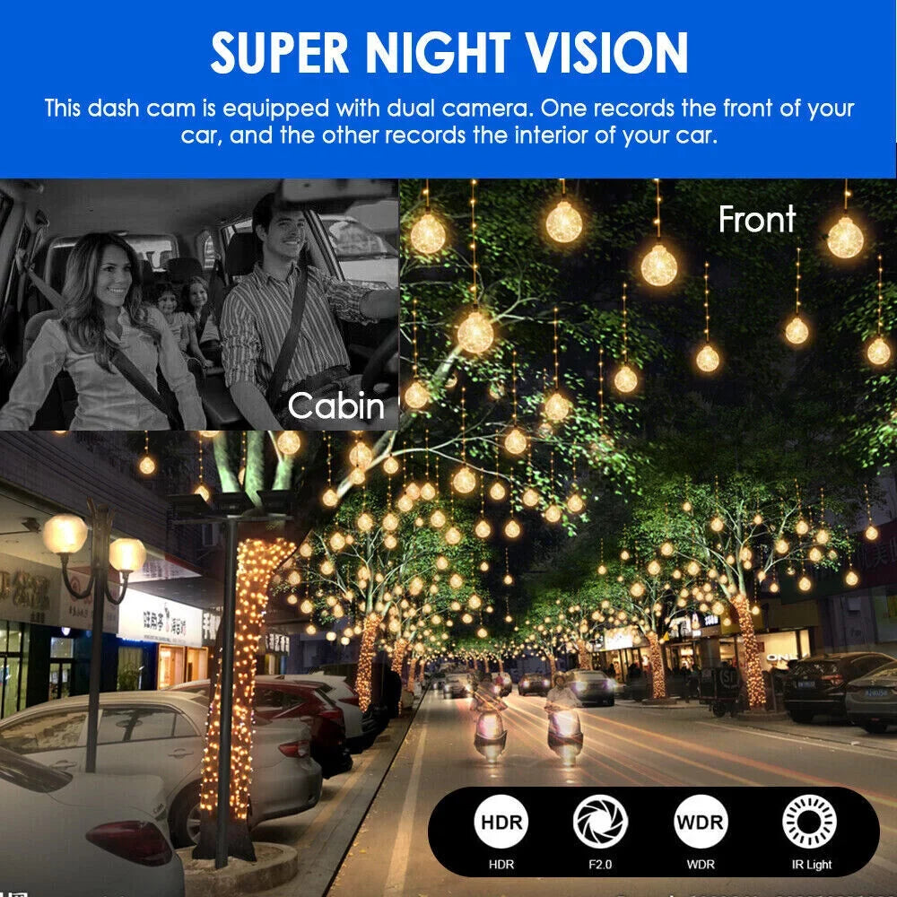 Paddsun Car  Recorder - 3.16-Inch Night Vision Dual Lens Camera for Enhanced Safety