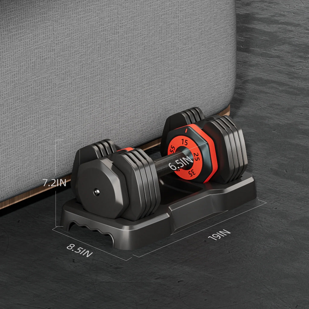 55LB 5 in 1 Single Adjustable Dumbbell,Free Dumbbell Weight Adjust with Anti-Slip Metal Handle, Ideal for Full-Body Home Gym Workouts