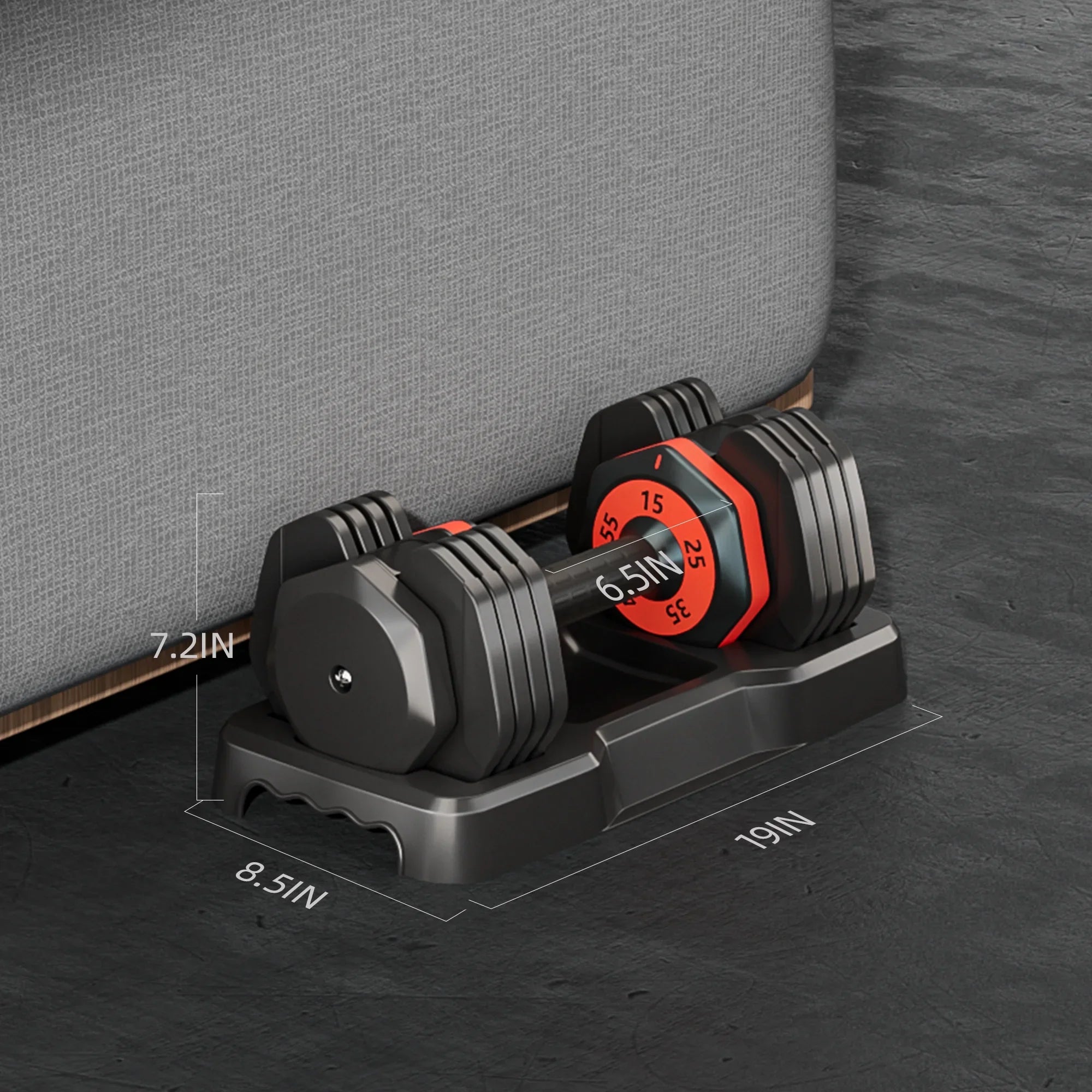 55LB 5 in 1 Single Adjustable Dumbbell,Free Dumbbell Weight Adjust with Anti-Slip Metal Handle, Ideal for Full-Body Home Gym Workouts